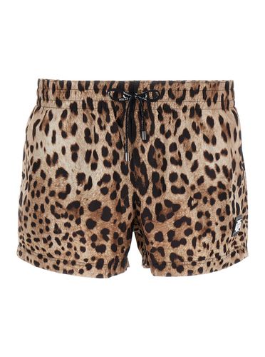 All-over Leopard Print Shorts Swimsuit In Technical Fabric Man - Dolce & Gabbana - Modalova