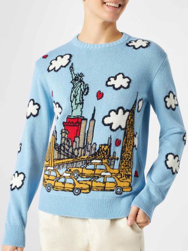 Woman Crewneck Sweater With New York Postcard - MC2 Saint Barth - Modalova