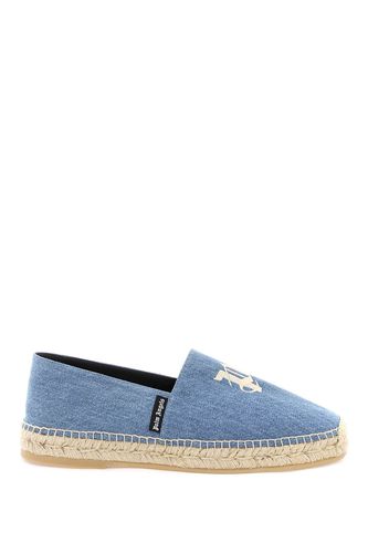 Denim Espadrilles With Embroidered Logo - Palm Angels - Modalova