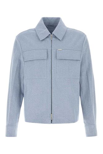 Melange Light Blue Cotton Jacket - Ferragamo - Modalova