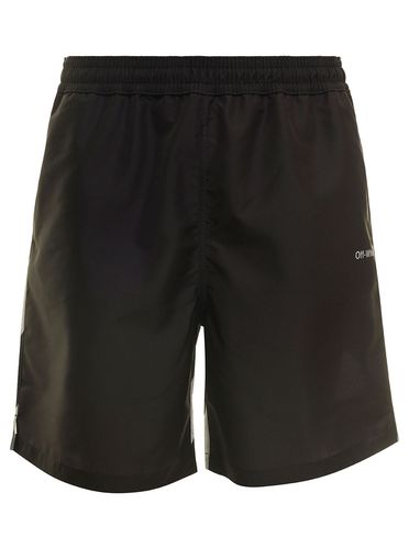 Swim Trunks With Diag Print At The Back In Polyester Man - Off-White - Modalova