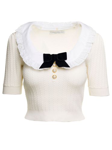 Knitted Jumper With Bow Detail In Cotton Blend Woman - Alessandra Rich - Modalova