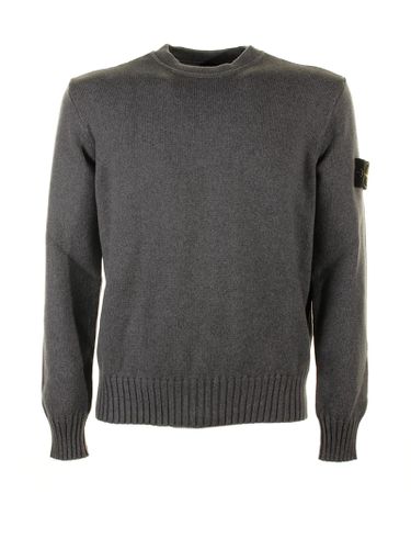 Gray Crew-neck Sweater With Logo - Stone Island - Modalova