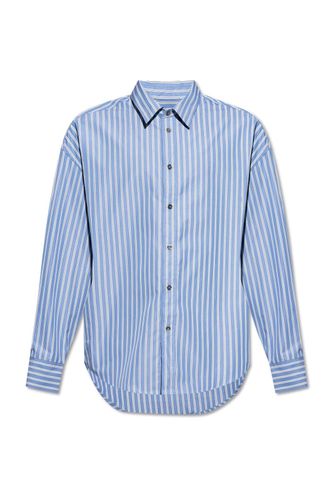 Paris Logo Patch Striped Shirt - Ami Alexandre Mattiussi - Modalova