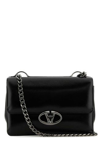 Black Leather Small Vlogo Shoulder Bag - Valentino Garavani - Modalova