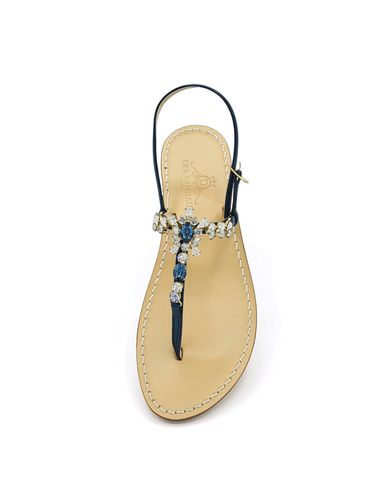 Royal Blue Navy Jewel Sandals - Dea Sandals - Modalova