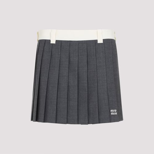 Miu Miu Charcoal Wool Mini Skirt - Miu Miu - Modalova
