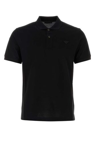 Black Cotton Piquet Polo Shirt - Prada - Modalova
