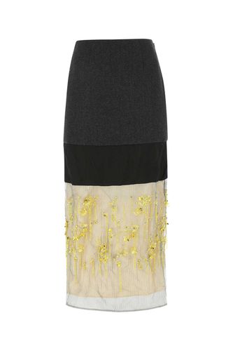 Multicolor Wool And Mesh Skirt - Prada - Modalova