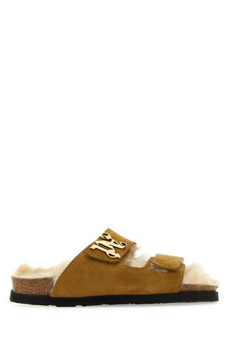 Palm Angels Camel Suede Slippers - Palm Angels - Modalova
