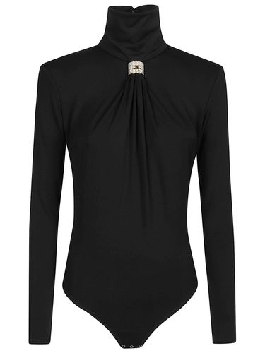 Draped Logo Plaque Jersey Bodysuit - Elisabetta Franchi - Modalova