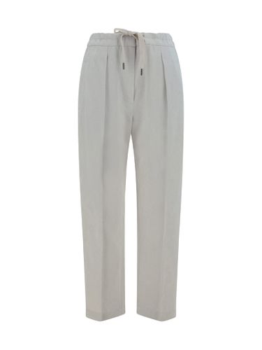 Cotton And Linen Trousers With Pleats - Brunello Cucinelli - Modalova