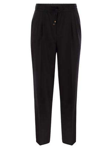 Leisure Fit Trousers In Virgin Wool Flannel With Drawstring And Double Darts - Brunello Cucinelli - Modalova