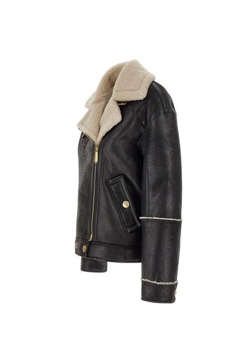 Aviator Faux Leather Jacket - Elisabetta Franchi - Modalova