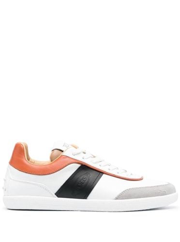 Sneakers With Embossed Logo And Suede Details In Leather Woman - Tod's - Modalova