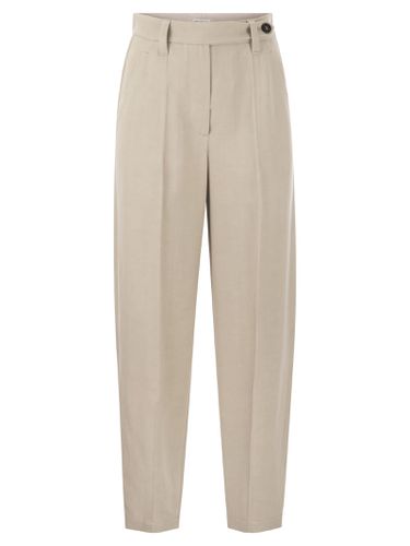 Curved Viscose And Linen Trousers - Brunello Cucinelli - Modalova