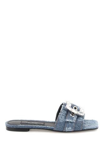 Distressed Emblished Slip-on Slides - Dolce & Gabbana - Modalova