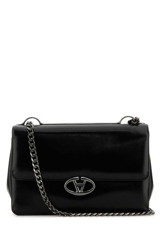 Black Leather Medium Vlogo Shoulder Bag - Valentino Garavani - Modalova