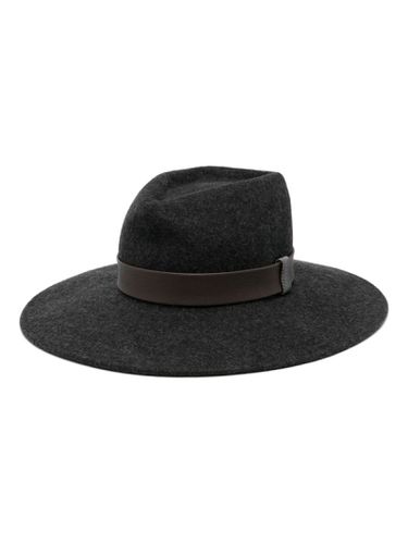 Charcoal Grey Wool Felted Fedora Hat - Peserico - Modalova