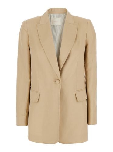 Jacket With Classic Lapels And Metallic Logo On The Back In Linen Blend Woman - TwinSet - Modalova