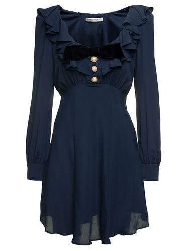 Mini Dress With Volant Collar And Velvet Bow In Acette Blend Woman - Alessandra Rich - Modalova