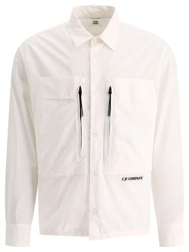 C. P. Company Logo Embroidered Buttoned Poplin Overshirt - C.P. Company - Modalova