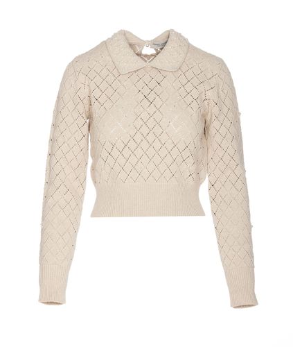 Cropped Sweater With Pearl Embroidery - Golden Goose - Modalova