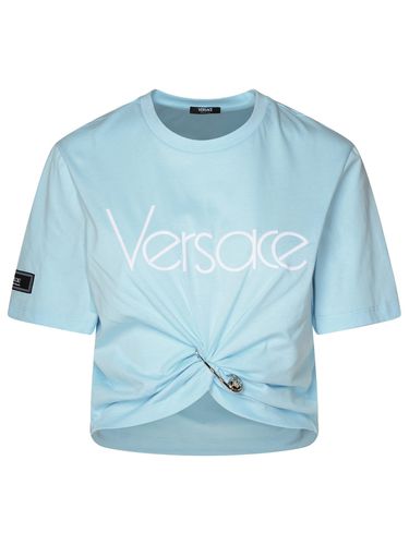 Versace Light Blue Cotton T-shirt - Versace - Modalova
