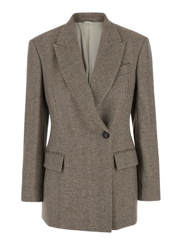 Single-breasted Jacket With Peak Revers In Wool Blend Stretch Woman - Brunello Cucinelli - Modalova