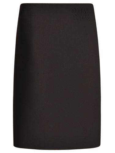 Logo Embroidered Plain Skirt - Miu Miu - Modalova