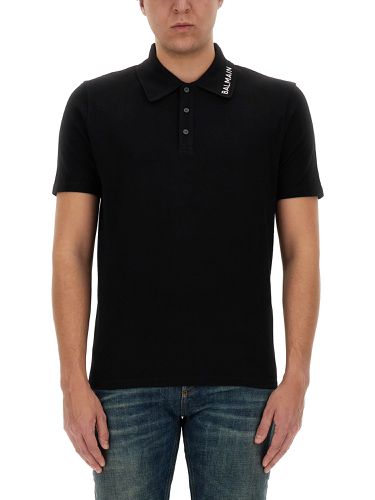 Logo Embroidered Short-sleeved Polo Shirt - Balmain - Modalova