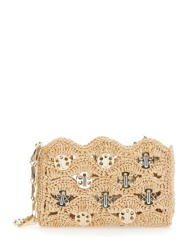 Shoulder Bag With Chain-link Shoulder Strap And Discs Detail In Raphia Woman - Paco Rabanne - Modalova