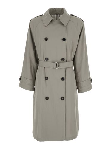 Grey Trench Coat In Fabric Woman - Brunello Cucinelli - Modalova