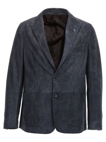 Single-breasted Suede Blazer - Tagliatore - Modalova