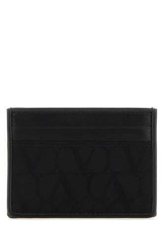 Black Leather And Fabric Toile Iconographe Card Holder - Valentino Garavani - Modalova