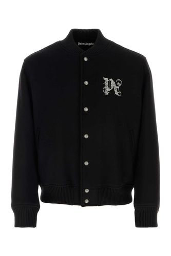 Black Wool Blend Bomber Jacket - Palm Angels - Modalova