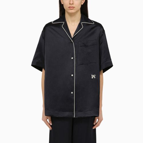 Navy Linen Blend Shirt - Palm Angels - Modalova