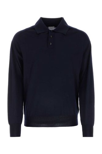 Dark Blue Wool Polo Shirt - Bottega Veneta - Modalova