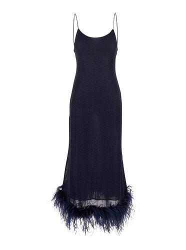 Lumiere Plumage Sleeveless Slip Dress With Tonal Feathered Hem In Tech Fabric Stretch Woman - Oseree - Modalova