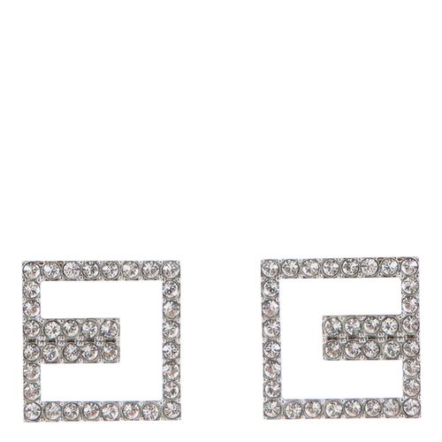 Logo Outline Earrings With Rhinestones - Elisabetta Franchi - Modalova