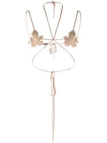 Nude Fig Leaf Top With Rhinestones - ANDREĀDAMO - Modalova