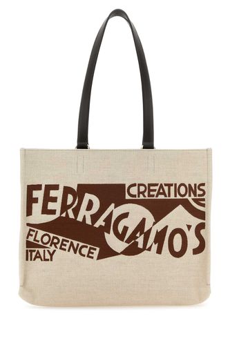 Ferragamo Sand Canvas Shopping Bag - Ferragamo - Modalova