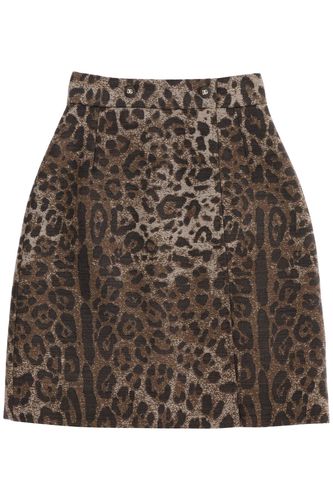 Wool Jacquard Skirt With Leopard Motif - Dolce & Gabbana - Modalova