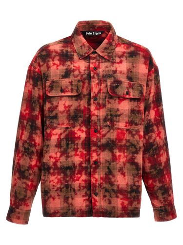 Flannel Shirt With Curved Logo - Palm Angels - Modalova