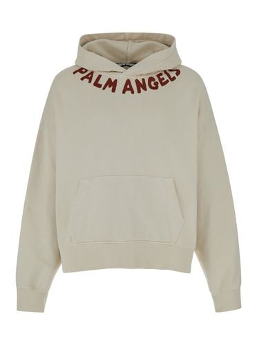 Hoodie With Logo Lettering In Cotton Man - Palm Angels - Modalova