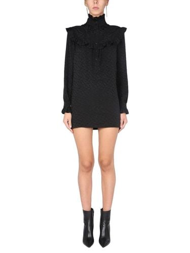 High Neck Long-sleeved Mini Dress - Saint Laurent - Modalova