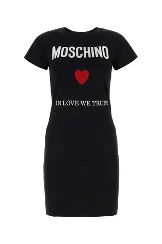 Logo Embroidered Crewneck Mini T-shirt Dress - Moschino - Modalova