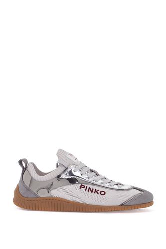 Sneaker In Silver Knit With Suede Details Reby 03 - Pinko - Modalova