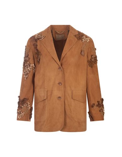 Suede One-breasted Jacket With Embroidery And Appliqués - Ermanno Scervino - Modalova