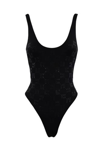 One-piece Swimsuit In Lycra And Rhinestone Logo - Elisabetta Franchi - Modalova
